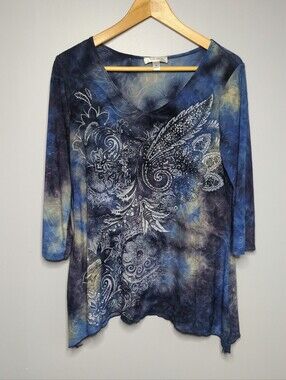 VTG Dressbarn Y2K Paisley Tie Dye Tunic Top Made in USA M